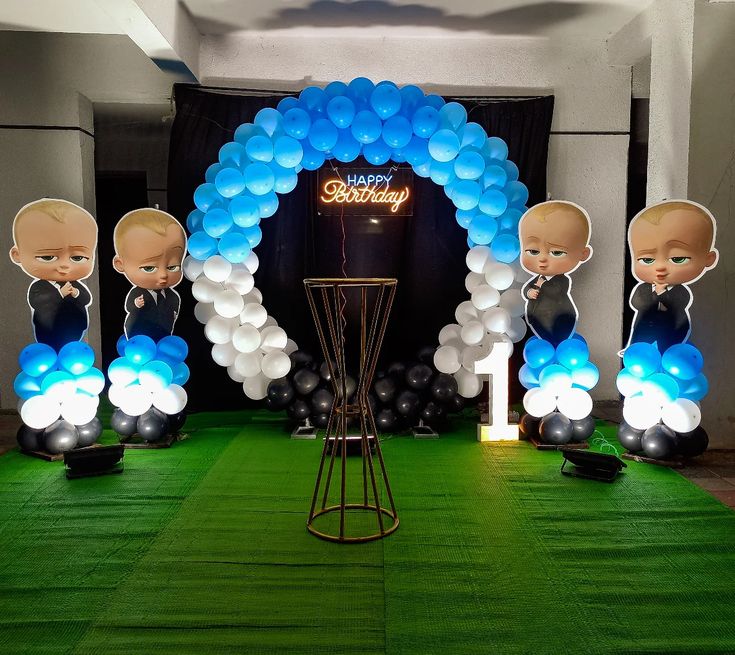 Boss Baby Blue & White Stage Arch Decor