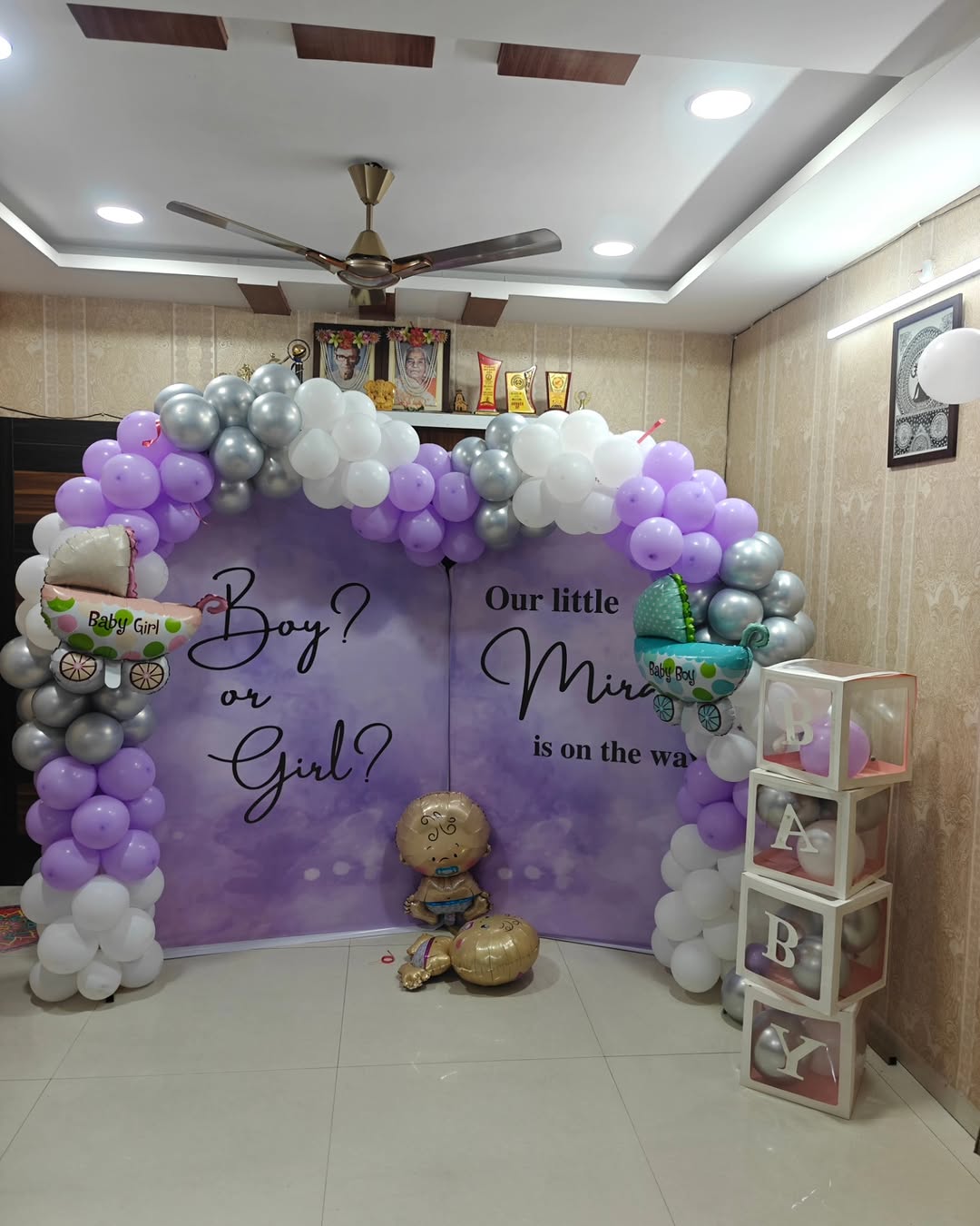 Purple 'Boy or Girl' Custom Name Baby Shower