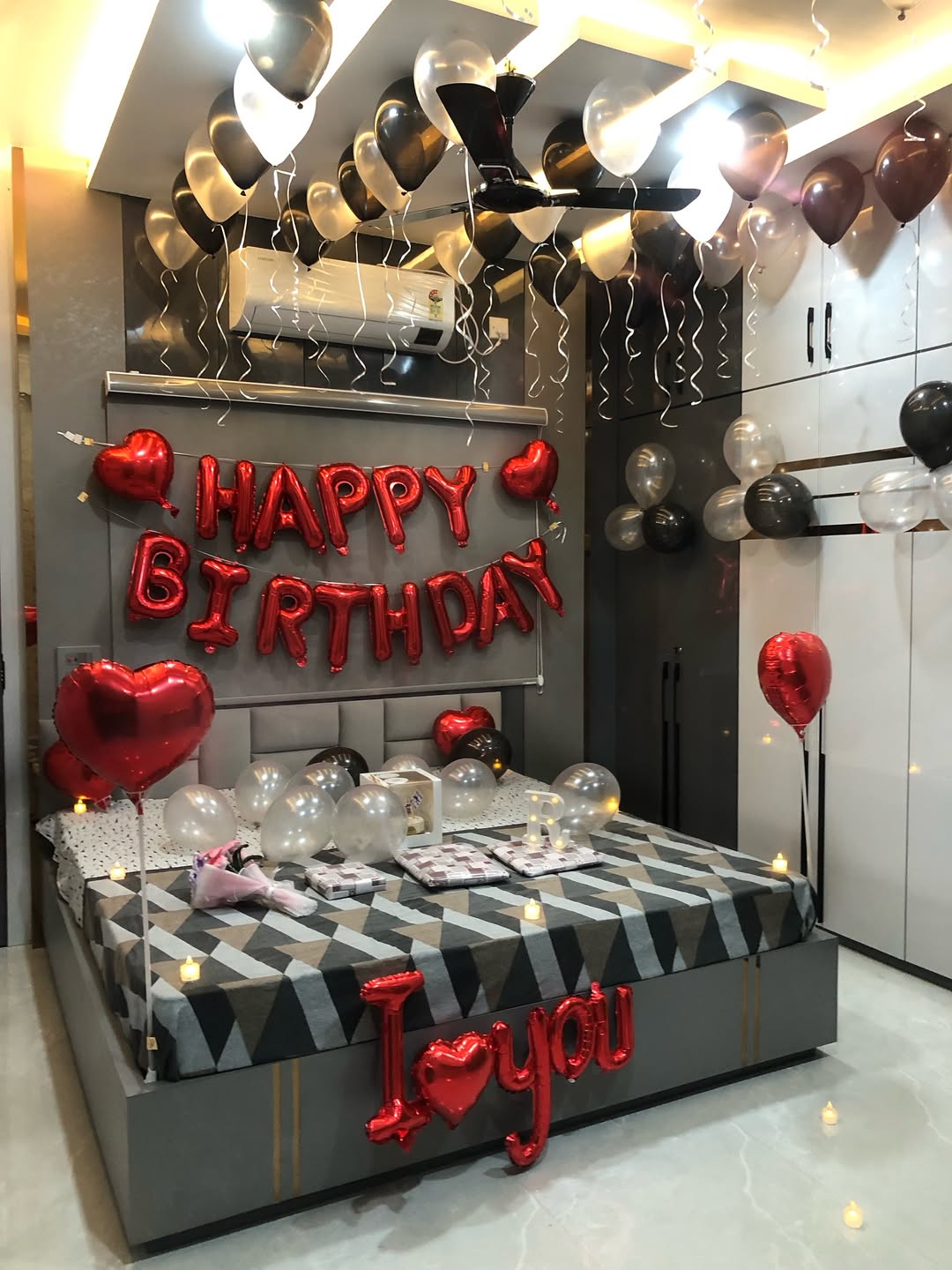 Red & Black Chrome Birthday Room Decoration