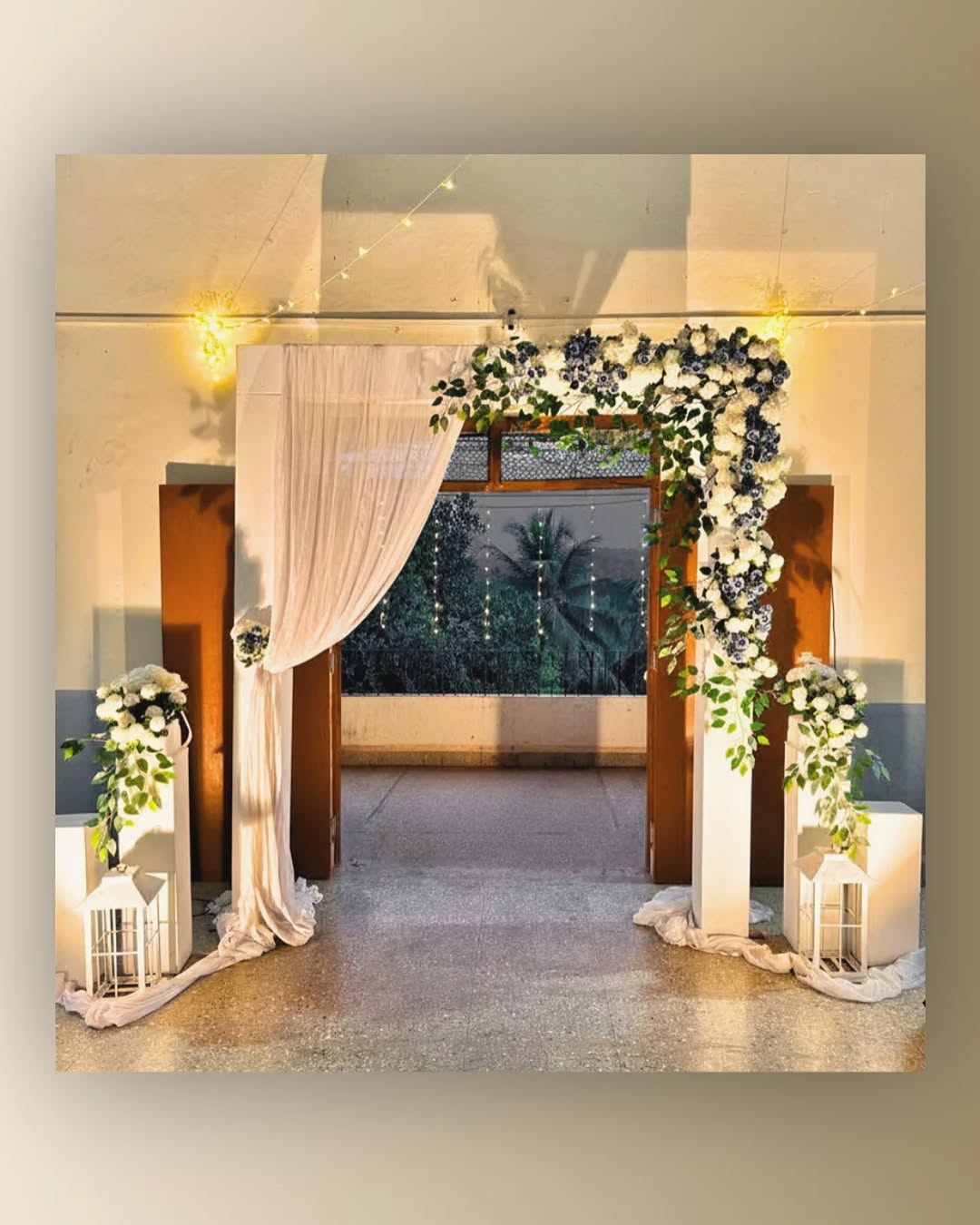 Luxury White Floral & Drape Entrance Gate