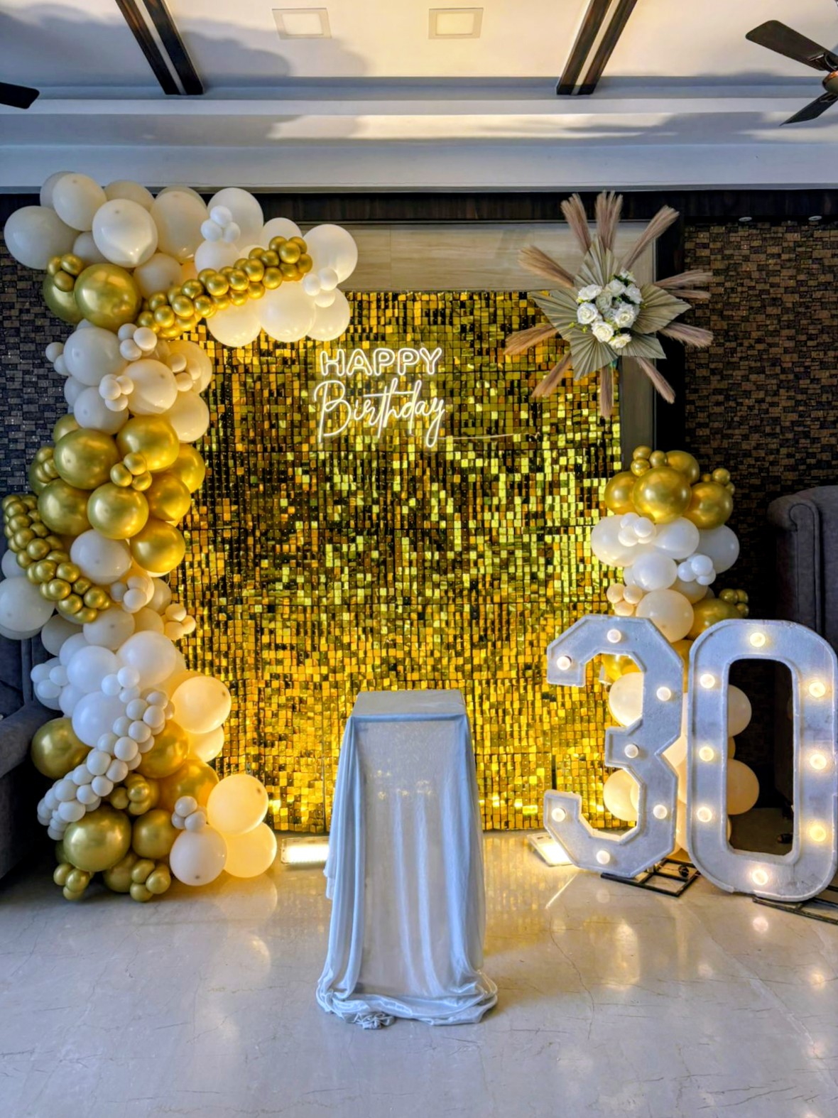 30th Birthday Gold Sequin & Marquee