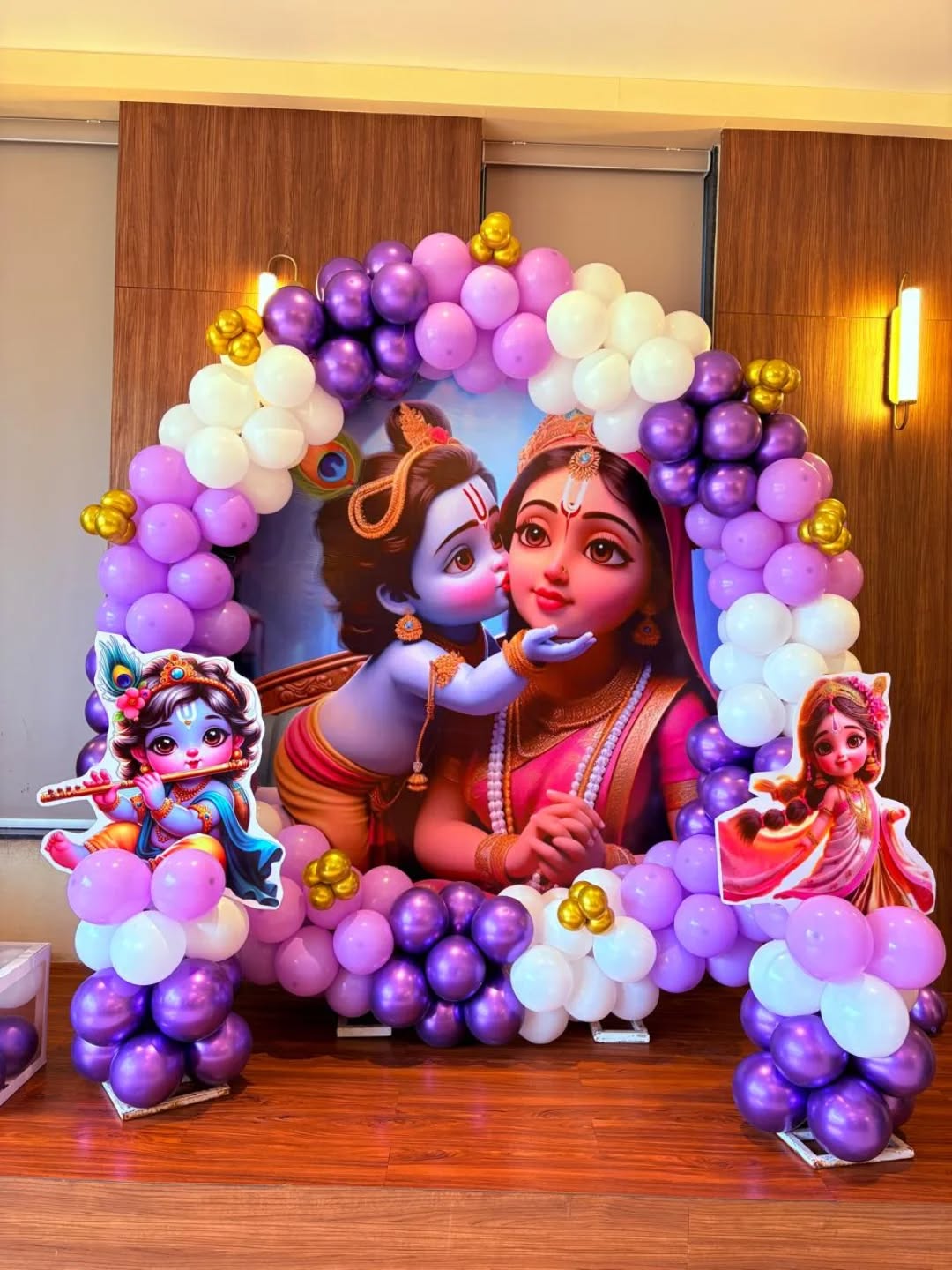 Radha-Krishna Purple Chrome Ring Backdrop