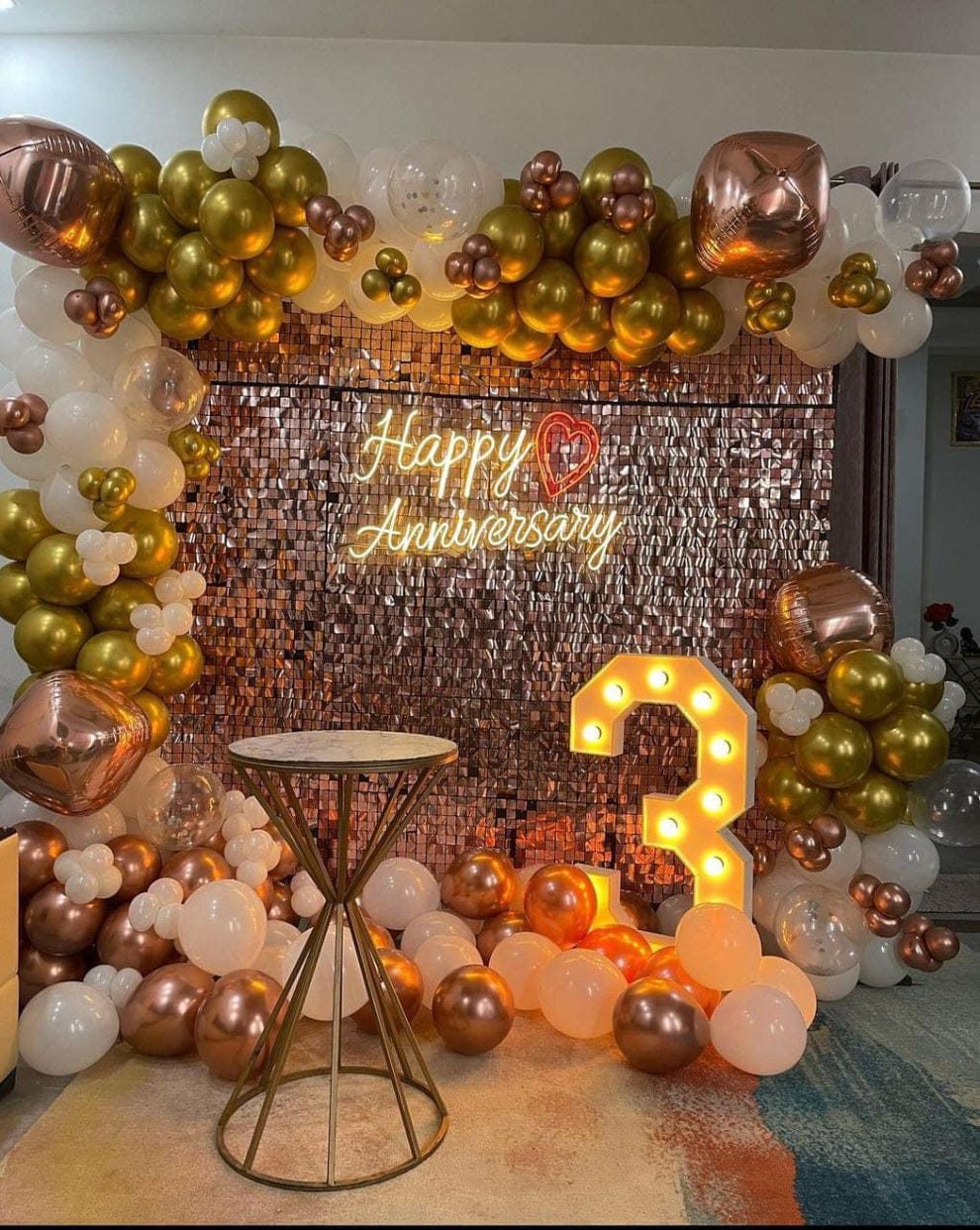Rose-Gold Sequin Wall with Marquee 3