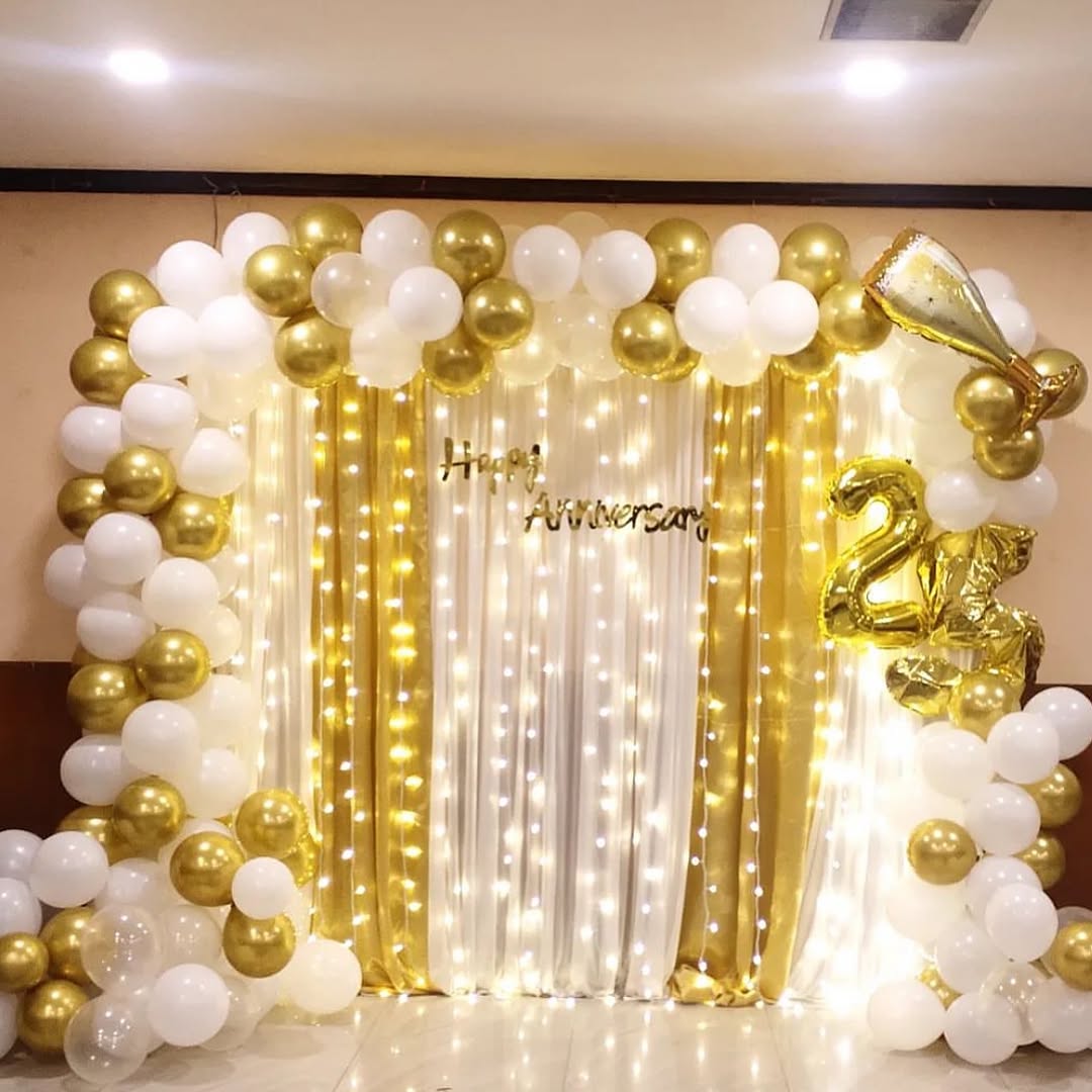 Gold Fairy-Light Curtain 25th Anniversary