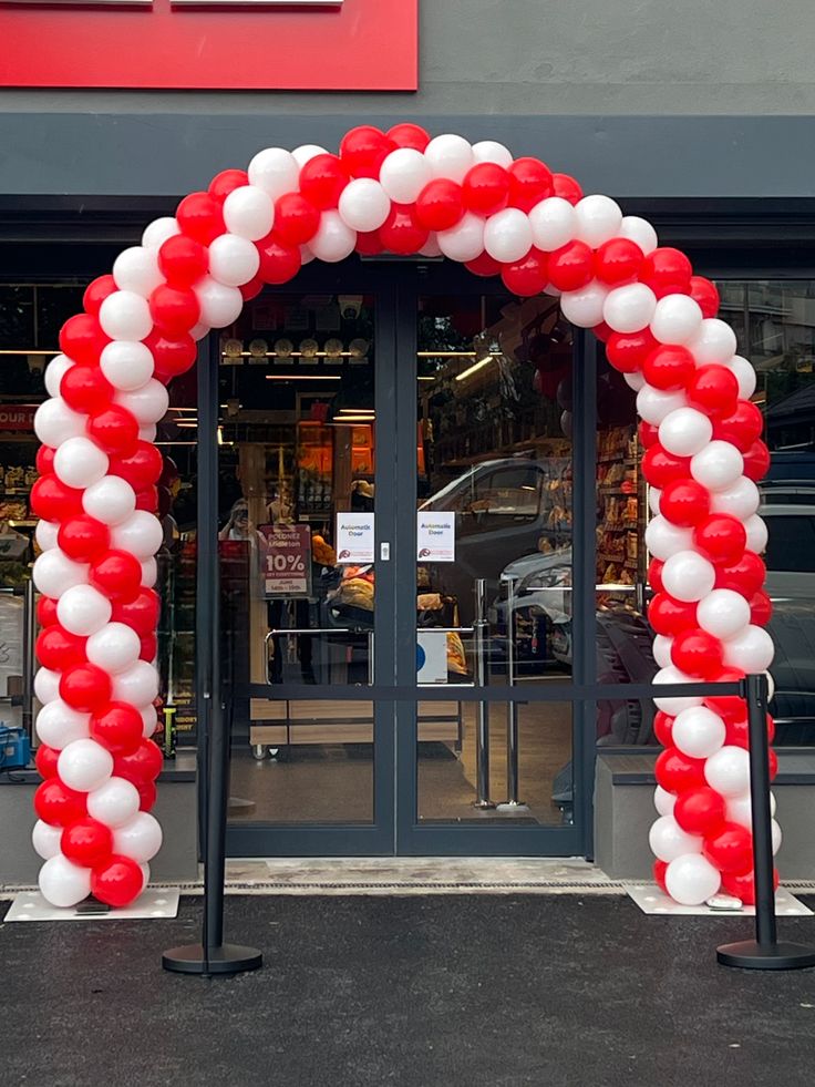 Red & White Classic Shop Opening Arch