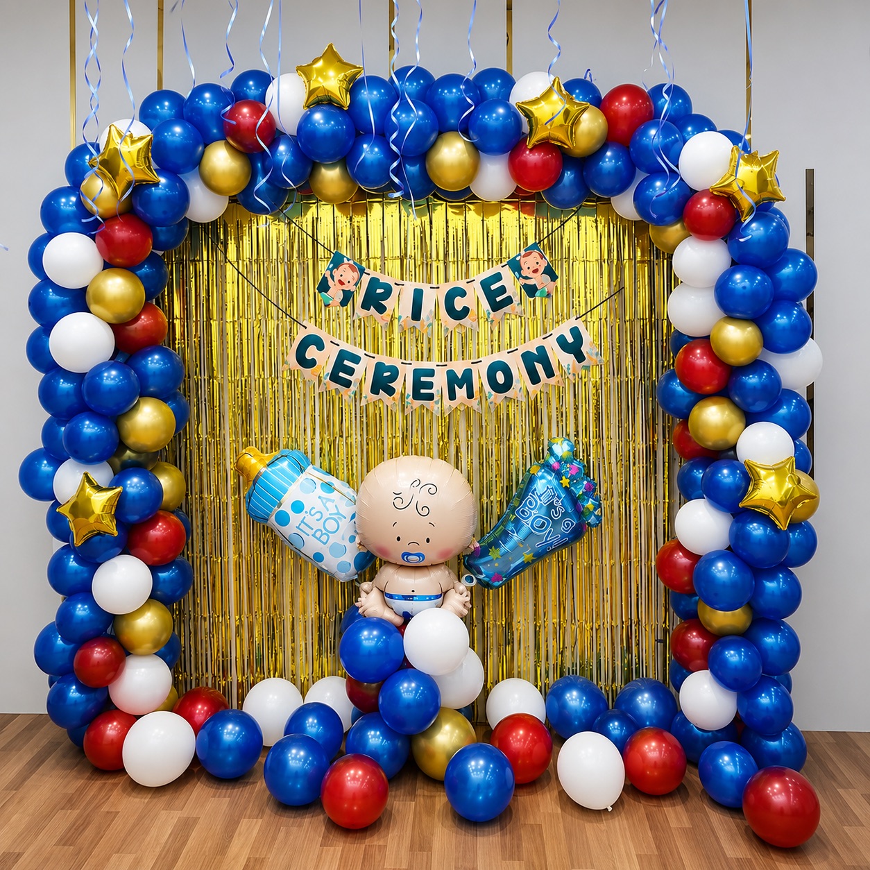 Royal Blue, Red & Gold 'Rice Ceremony' Square Arch