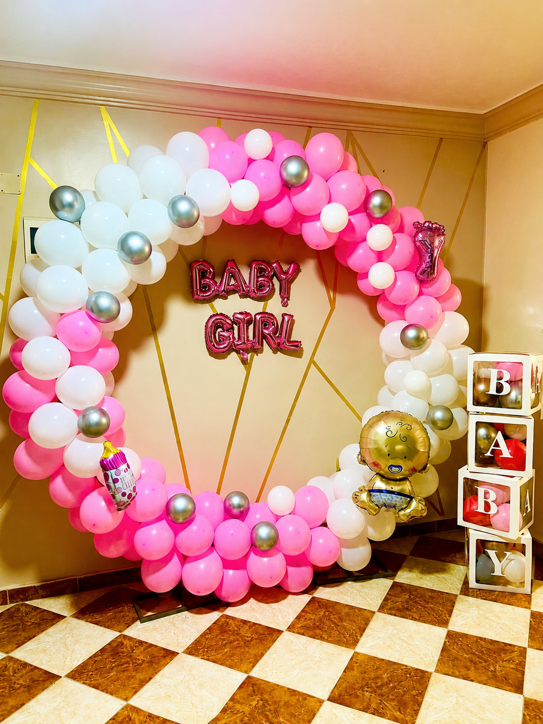 Pink & Silver 'Baby Girl' Ring Arch