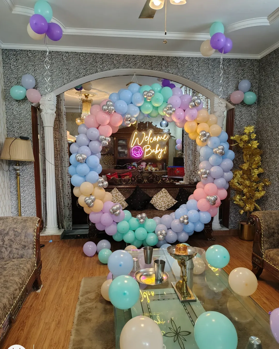 Pastel Rainbow Ring 'Welcome Baby' Arch