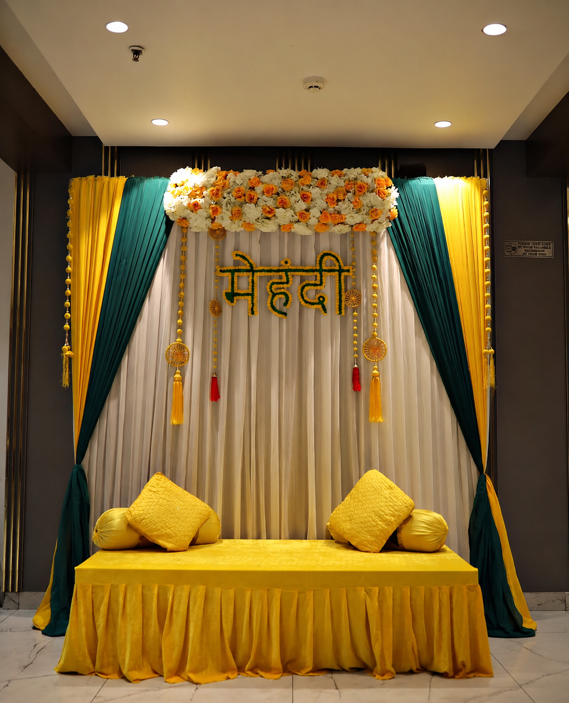 Marigold Letter Mehendi Drape