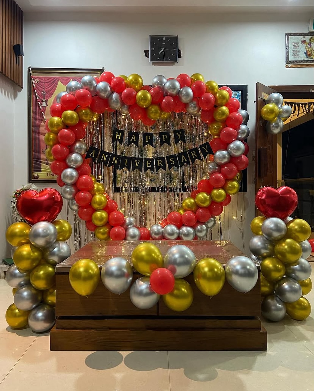 Red, Gold & Silver Heart Arch