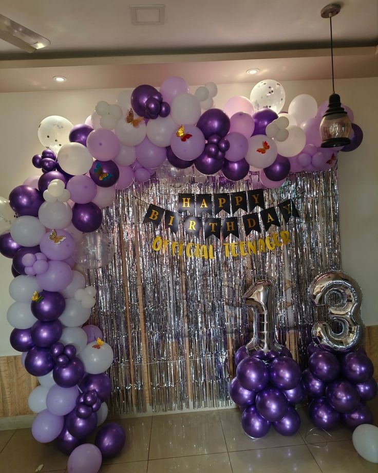 Purple 'Official Teenager' 13th Birthday Arch