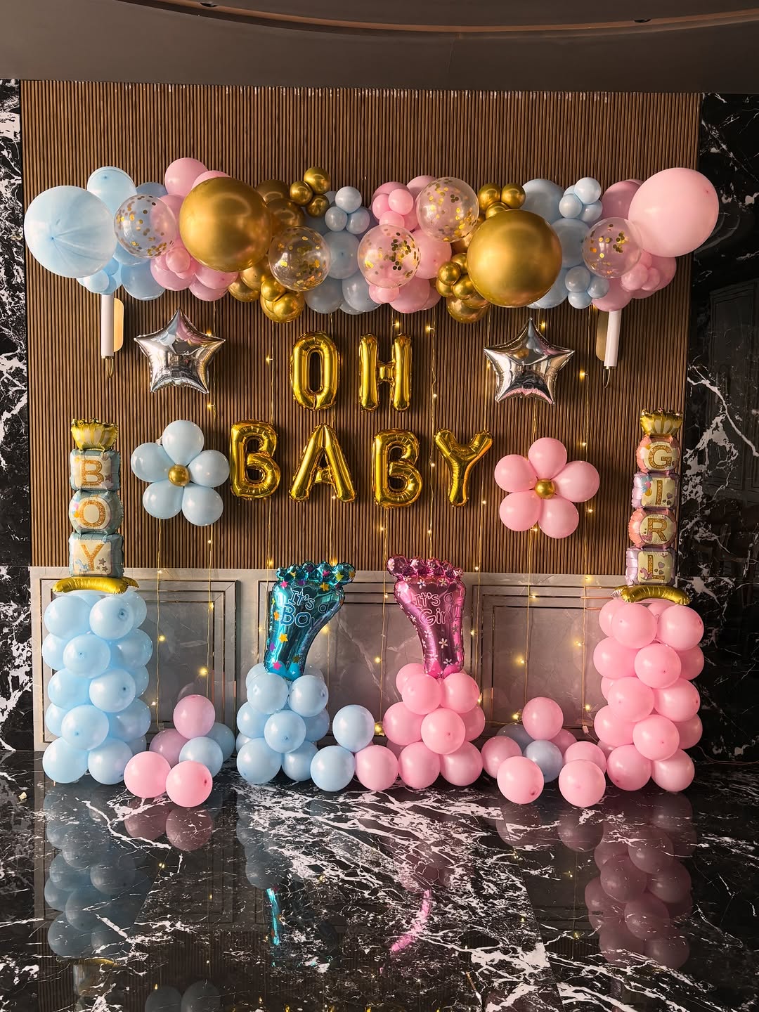 Oh Baby Gender Reveal Pink & Blue Setup