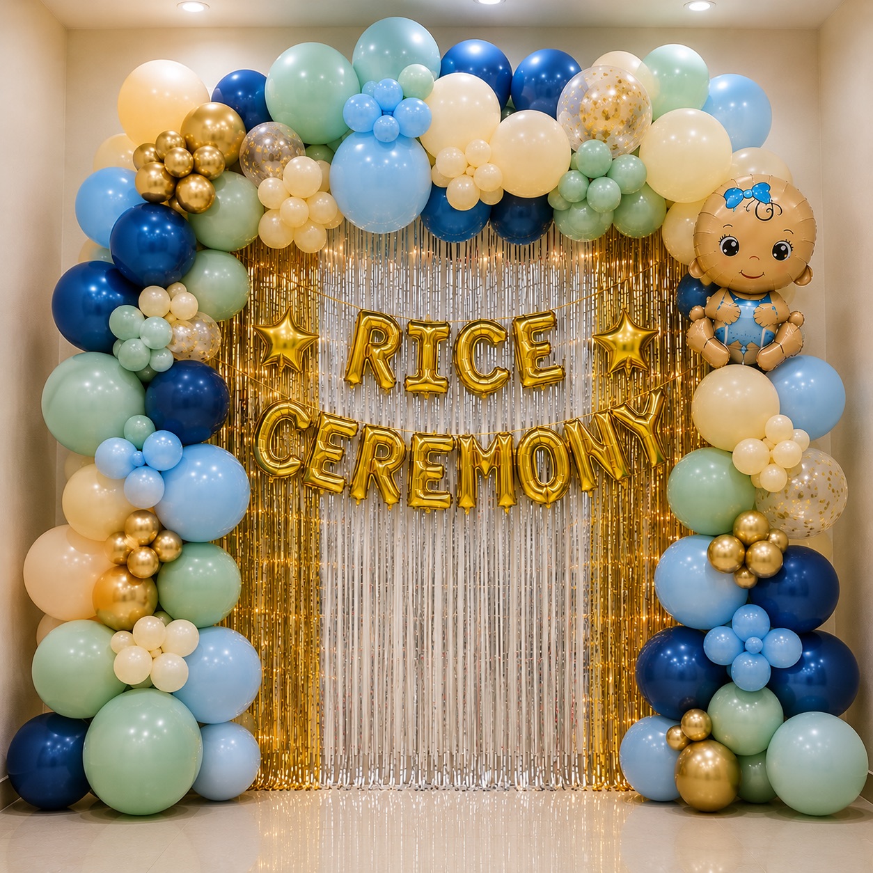 Navy, Sage & Cream 'Rice Ceremony' Boy Arch