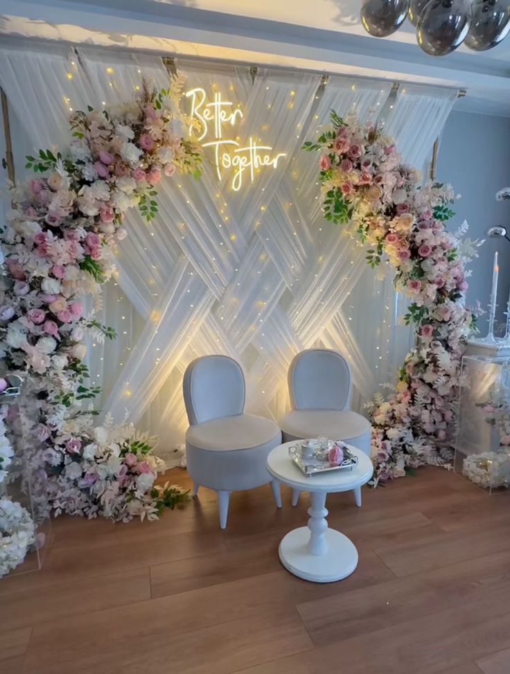 Better Together Blush Indoor Engagement Decor