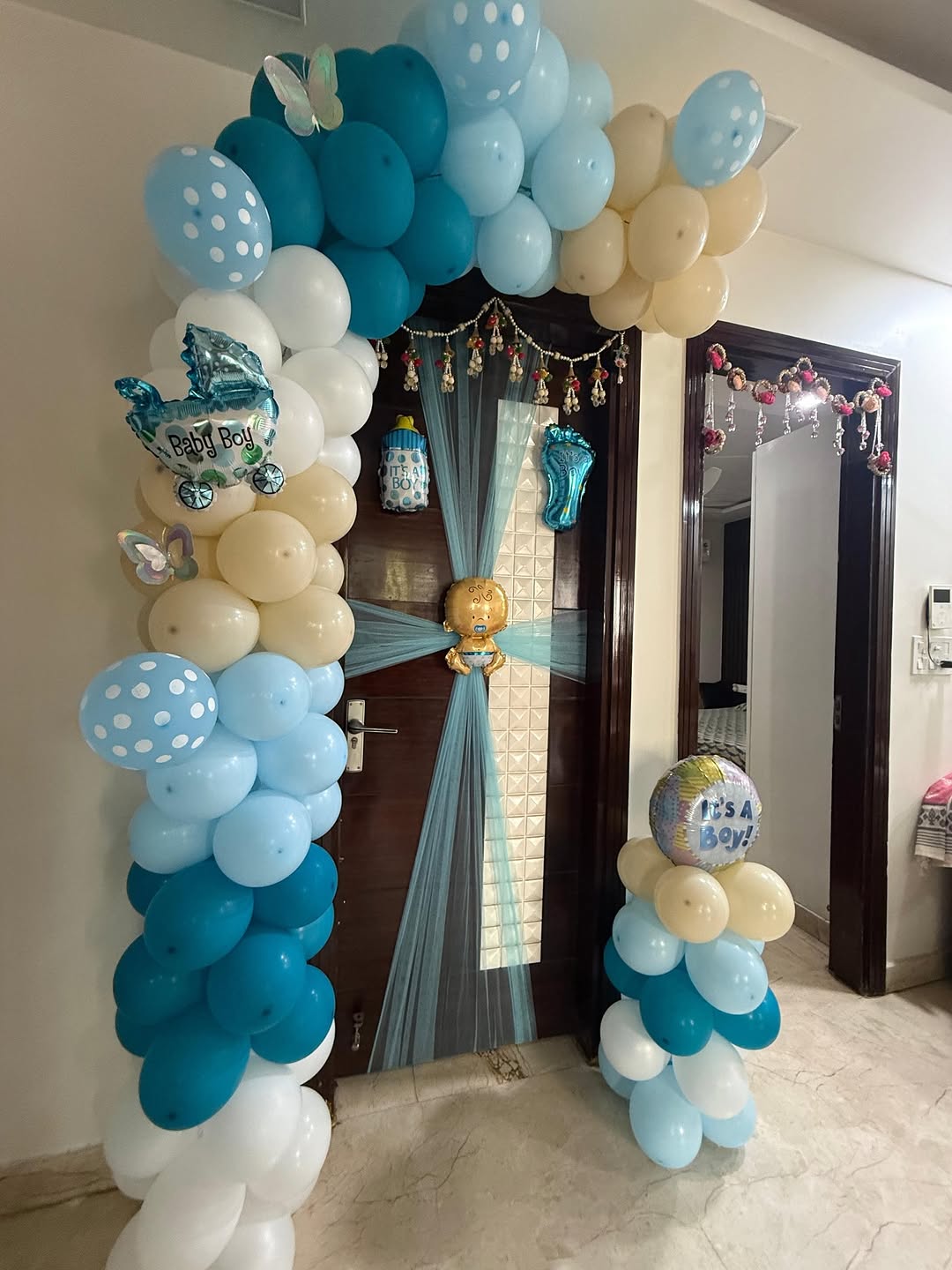 Blue & Cream 'Baby Boy' Door Arch Welcome