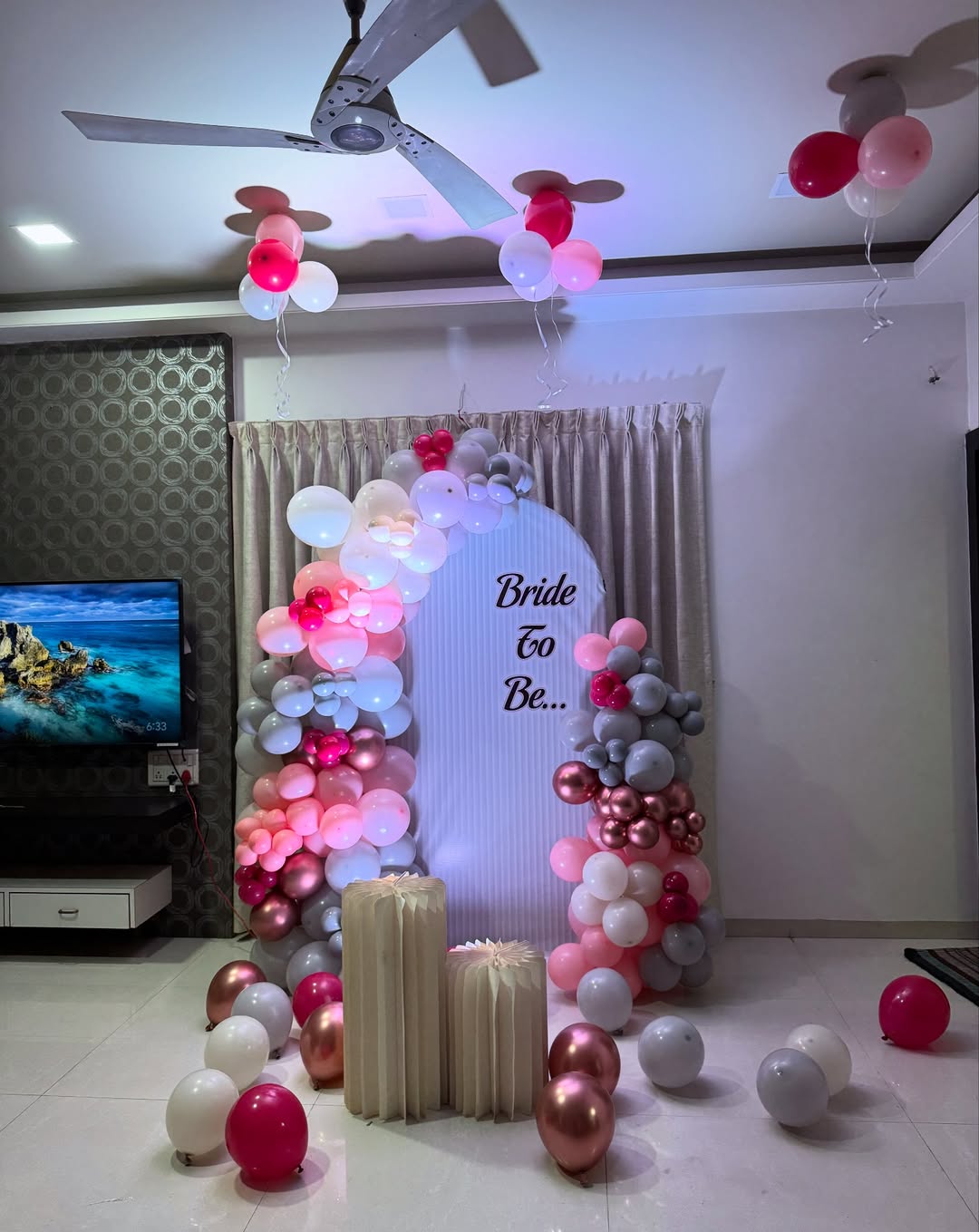 Pink, Grey & Rose Gold 'Bride To Be' Room Decor