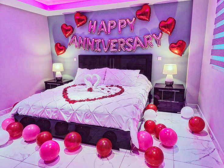 Pink HAPPY ANNIVERSARY Swan Towel Bedroom