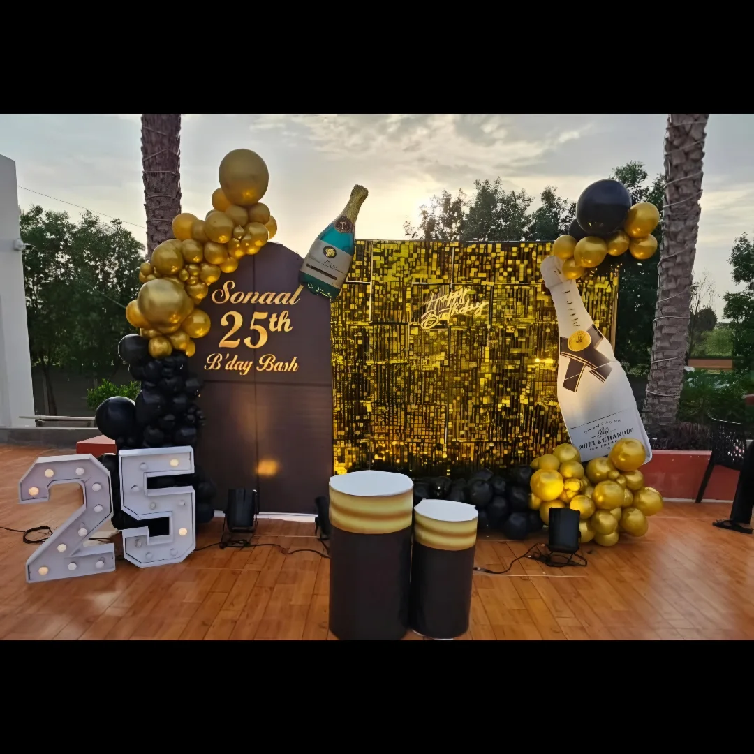 25th B'day Bash Black & Gold Sequin Luxury