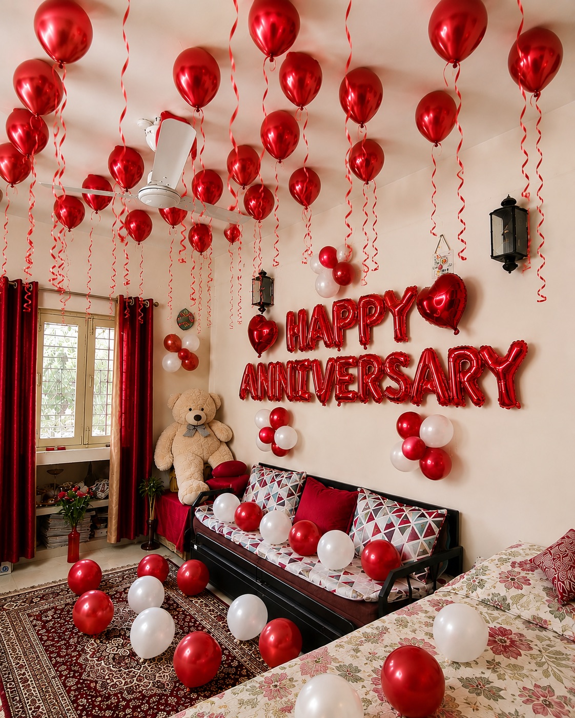 Red & White Ceiling Balloon Surprise