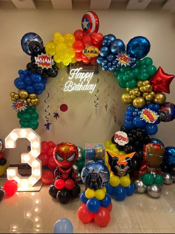Superhero Avengers 3rd Birthday Ring Arch