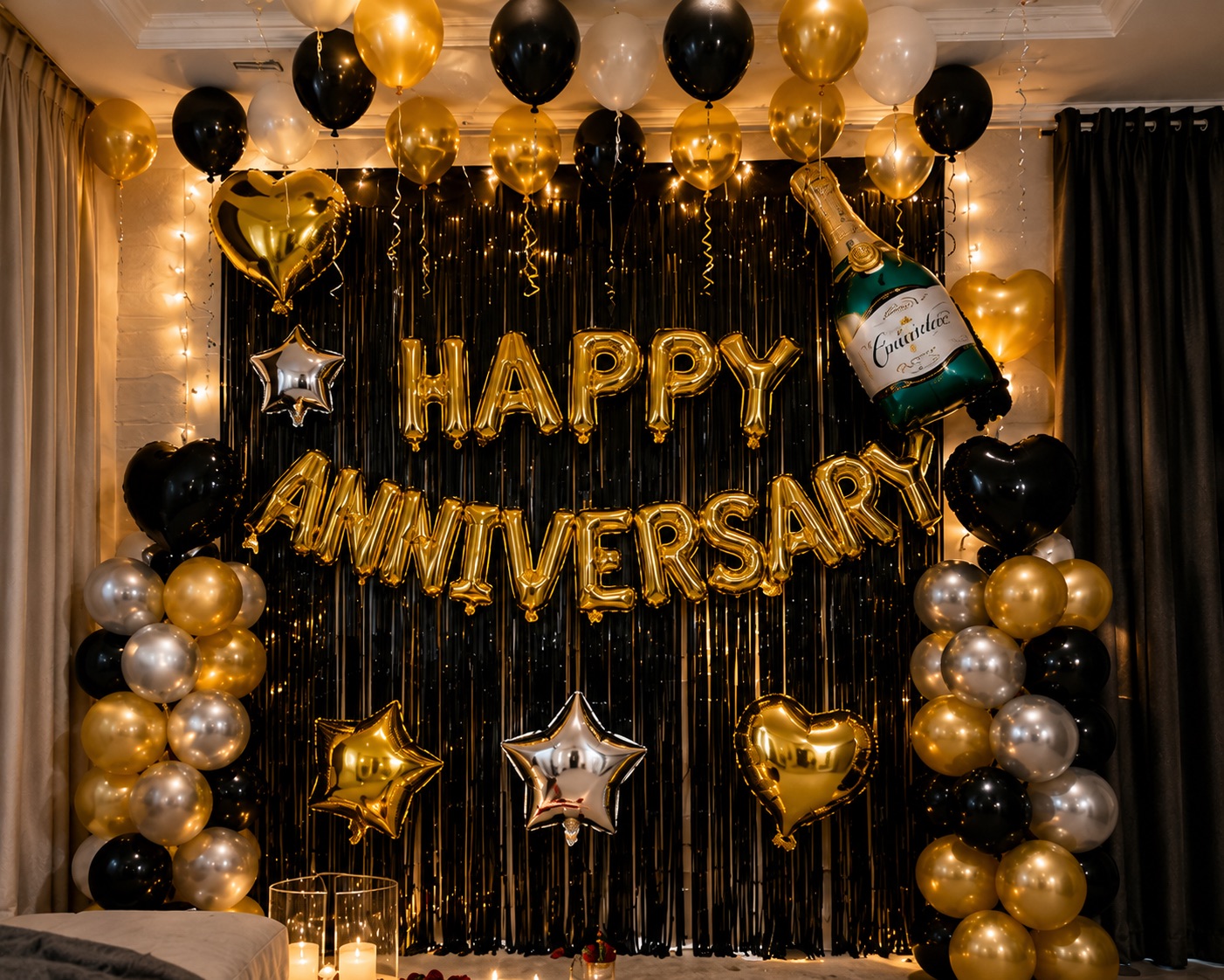 Black, Gold & Champagne Anniversary Surprise