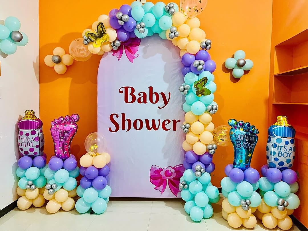 Pastel Rainbow 'Baby Shower' Arch Setup