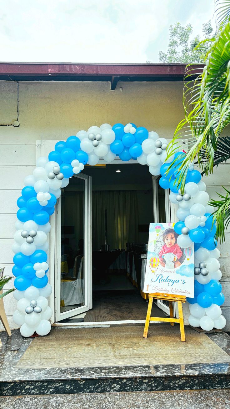 Blue & White Cloud Theme Entrance Arch