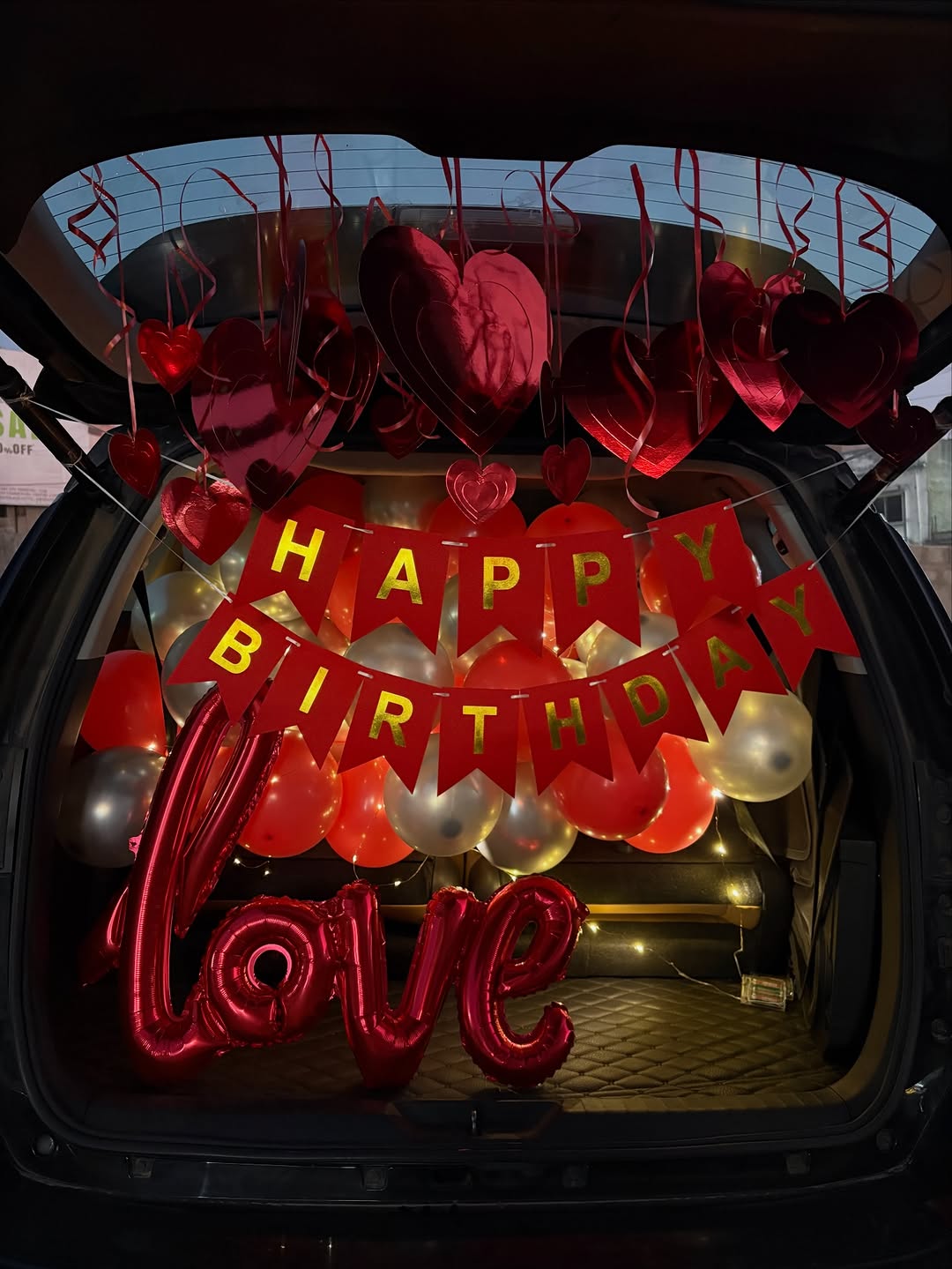 Red 'love' Heart Canopy Car Boot Decoration