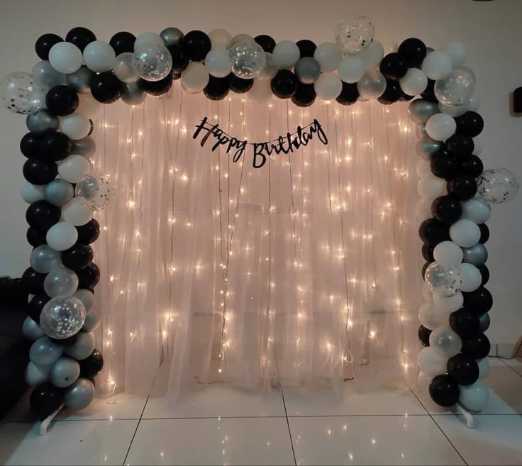 Classic Black & White Confetti Fairy-Light Arch