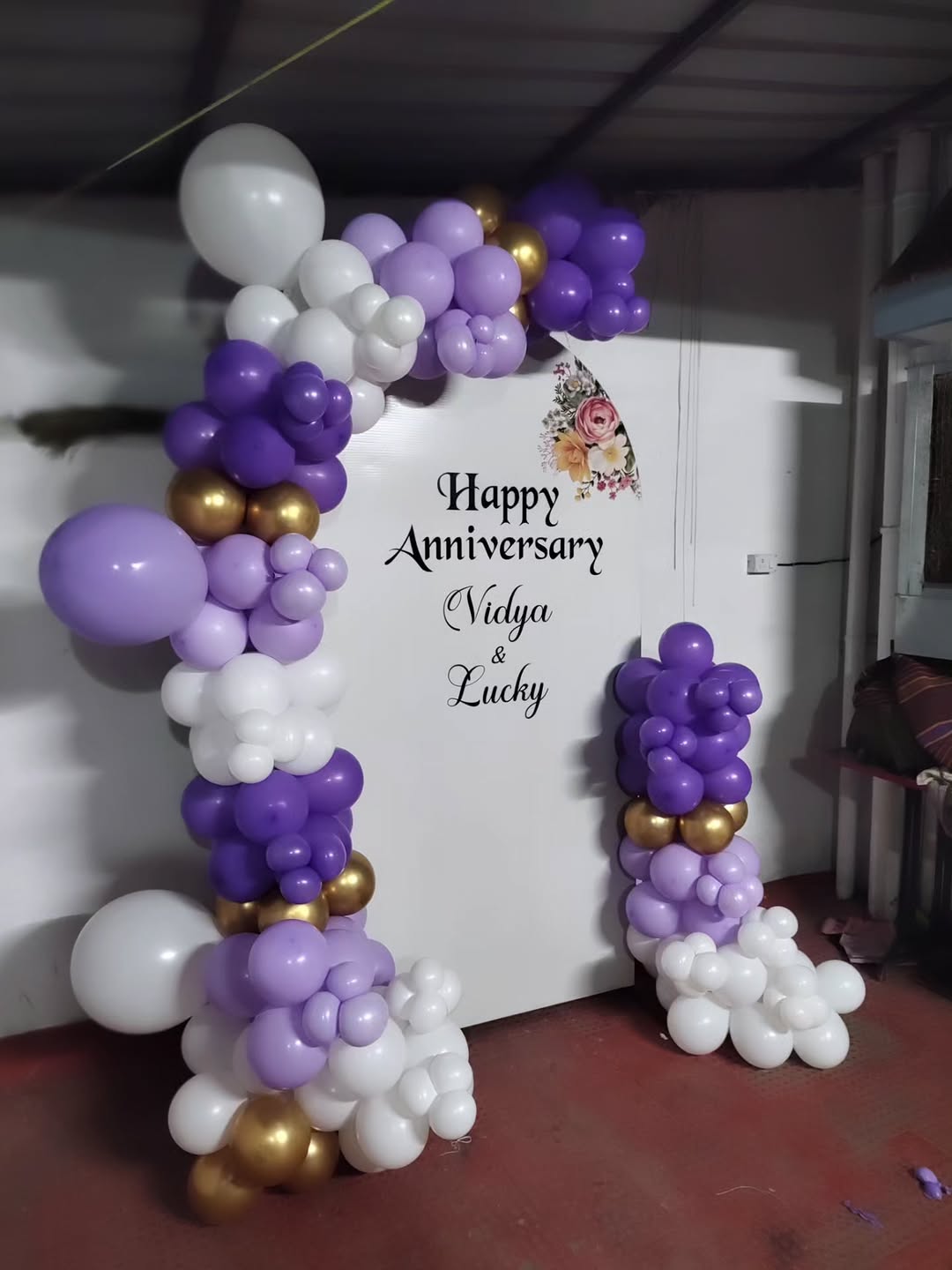 Purple, White & Gold Personalised Arch