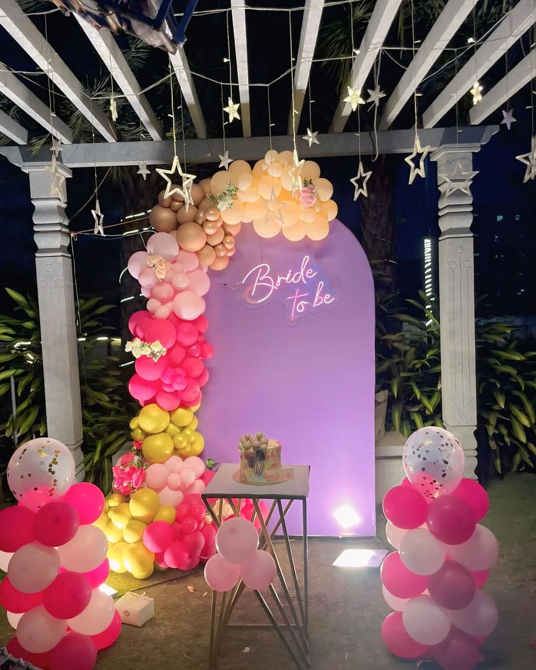 Garden Pastel Neon 'Bride To Be' Arch Setup
