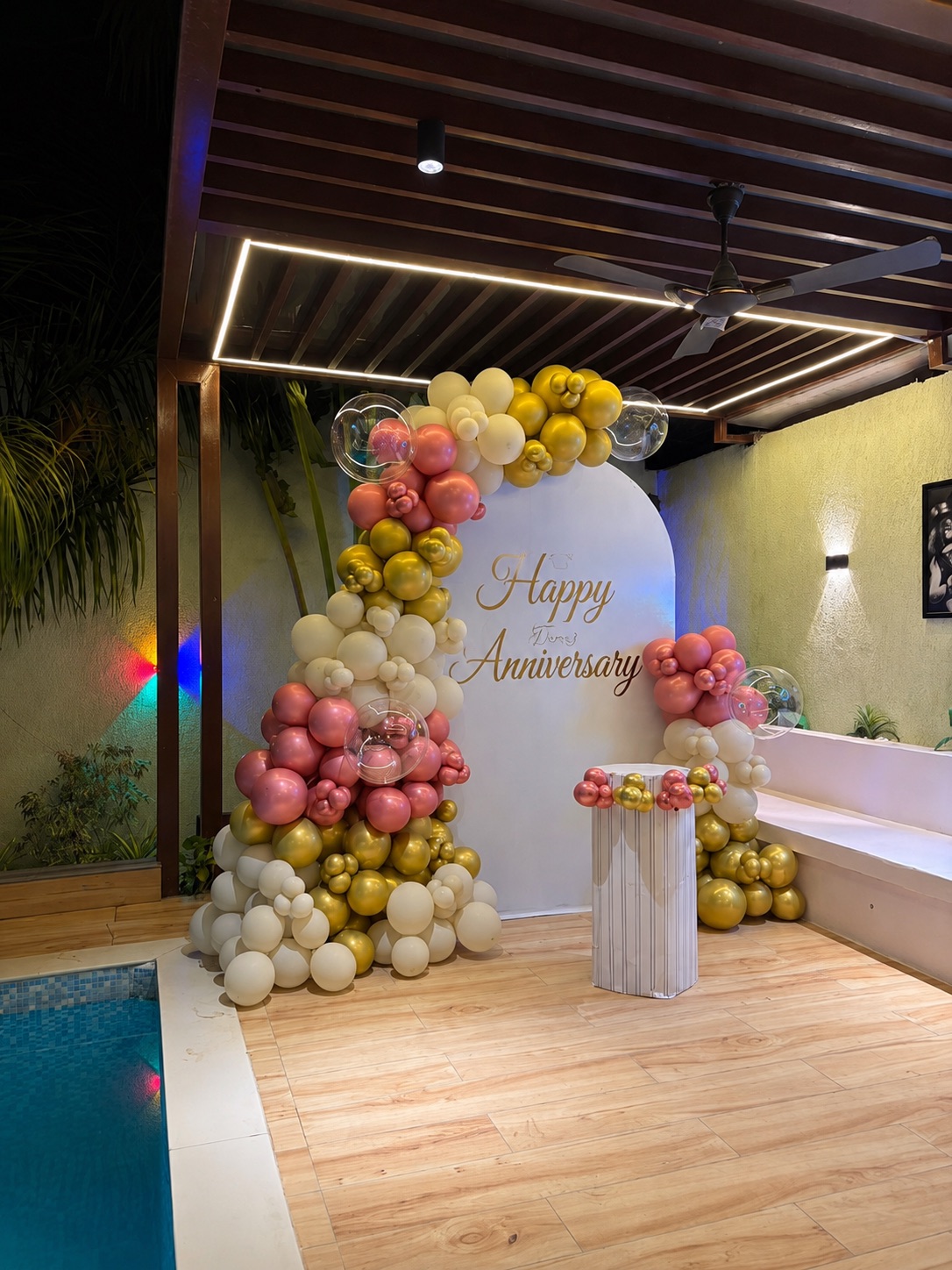 Pergola Rose-Gold & Ivory Poolside Arch