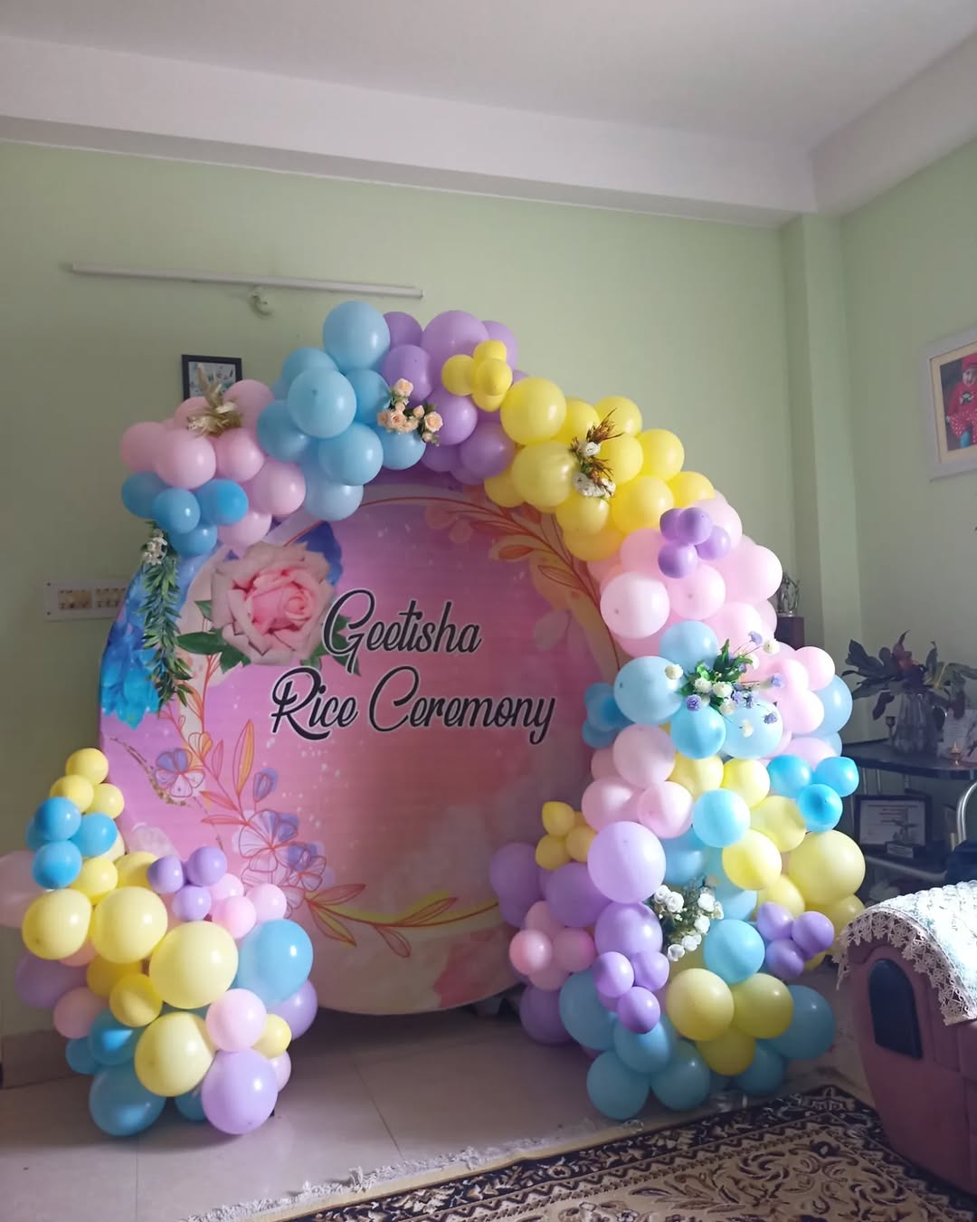 'Geetisha Rice Ceremony' Pastel Round Backdrop