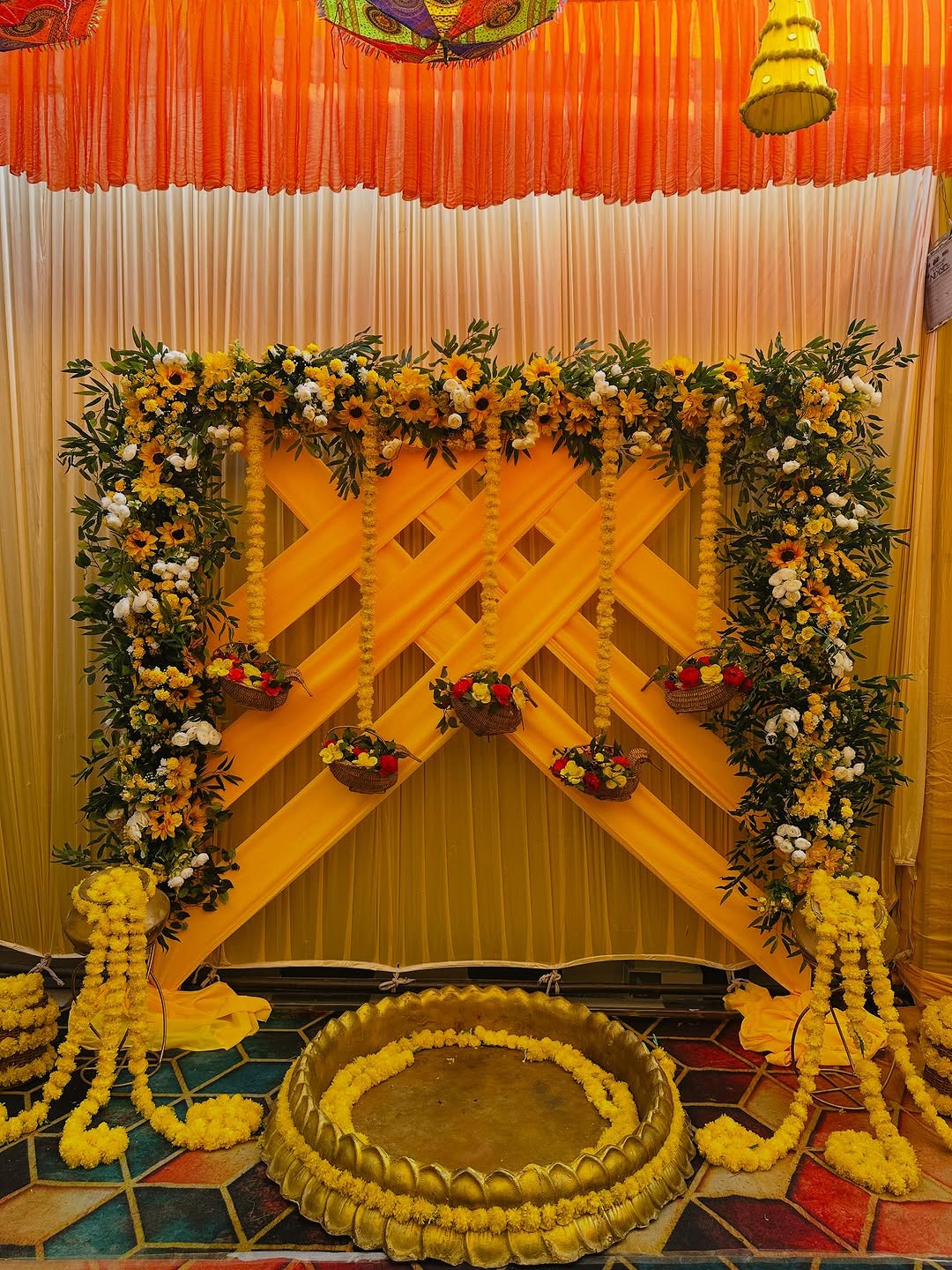 Marigold Basket Haldi Backdrop