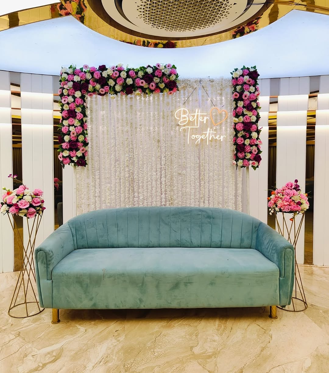 Shimmer Curtain Rose Frame Engagement Decor