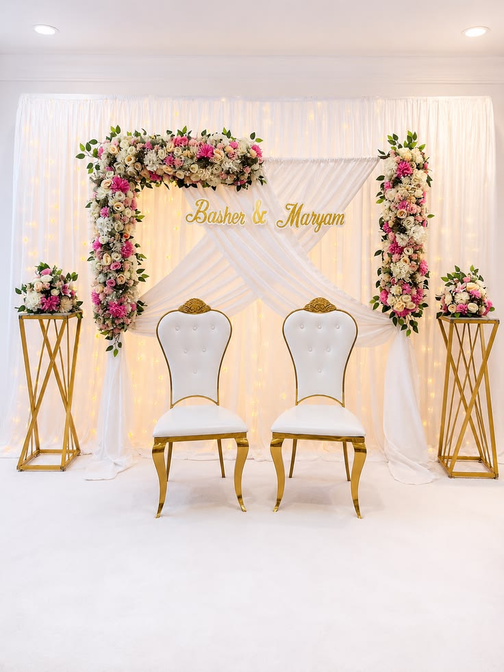 Fairy-Light Name Arch Engagement Backdrop