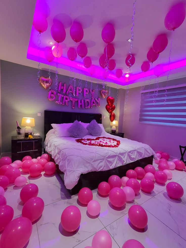 Purple LED Glow Pink Balloon Birthday Room