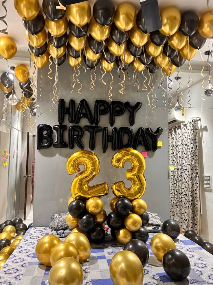 23rd Birthday Black & Gold Canopy Surprise