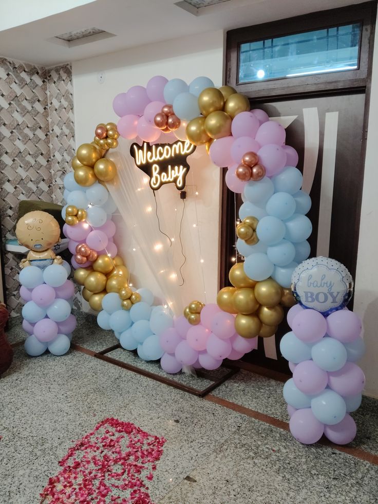 Neon 'Welcome Baby' Pastel Ring Arch