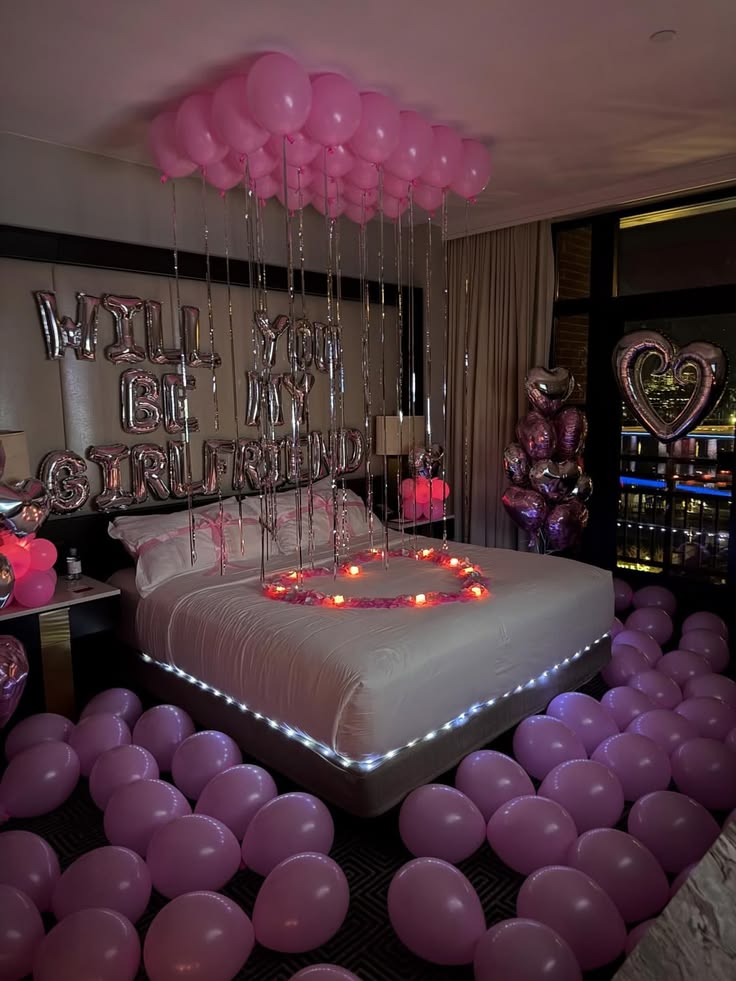 Silver 'Will You Be My Girlfriend' Pink Floor Room