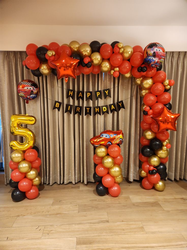 Cars McQueen 'Racing into 5' Birthday Arch