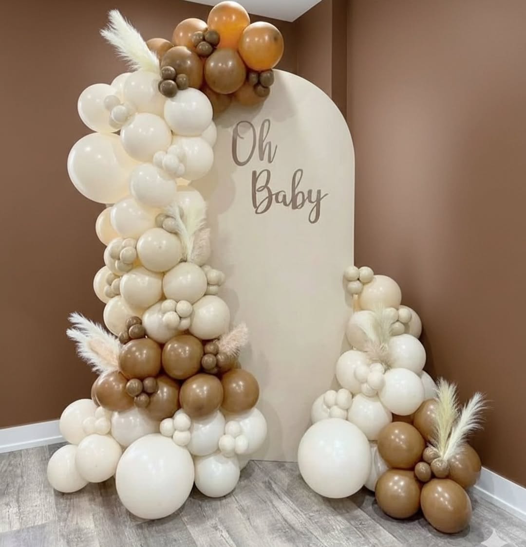 'Oh Baby' Boho Nude, Brown & Pampas Arch