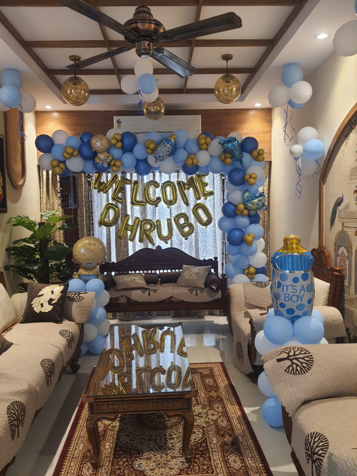 Personalised Name Blue & Gold Hall Welcome