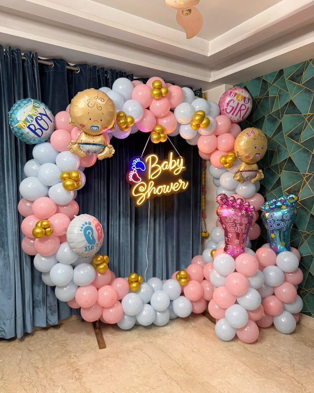 Neon 'Baby Shower' Pink & White Ring