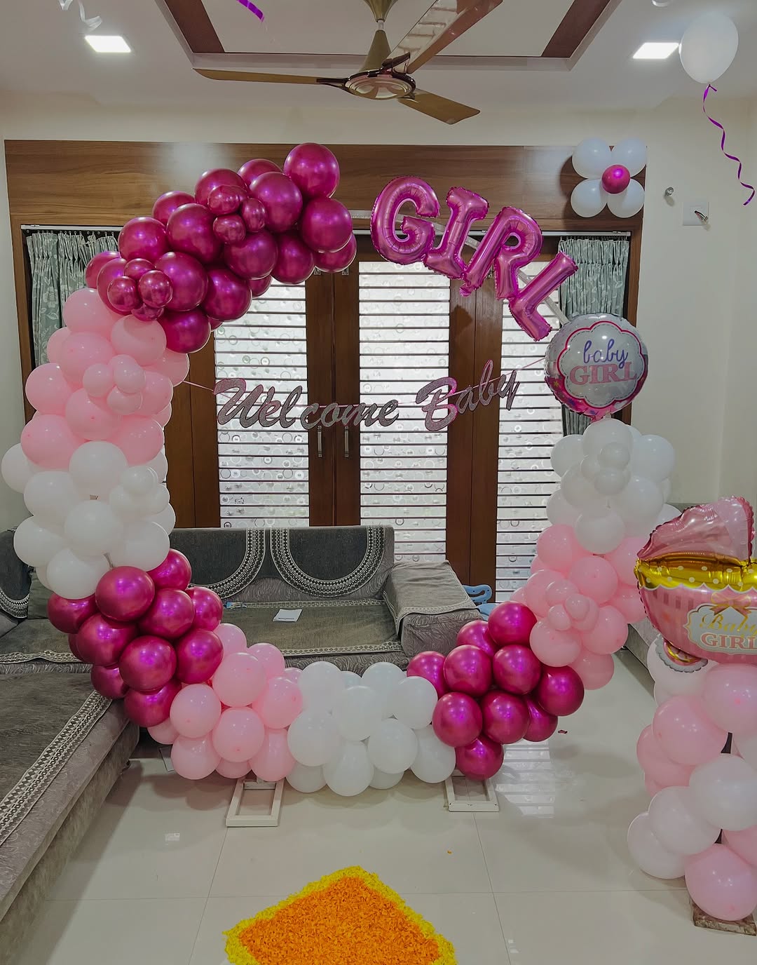 Magenta & Pink Ring Arch with 'GIRL' Foil Letters