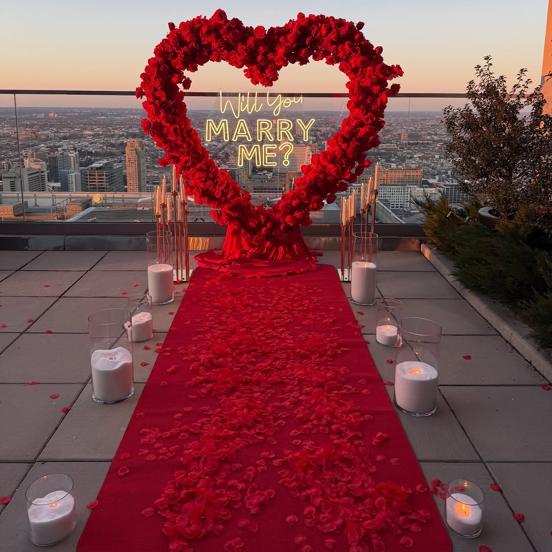 Sunset Terrace Heart Arch with Taper Candles