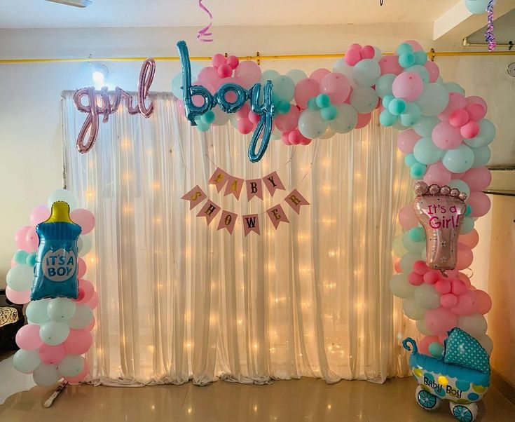 Girl or Boy Pastel Pink & Teal Curtain Arch