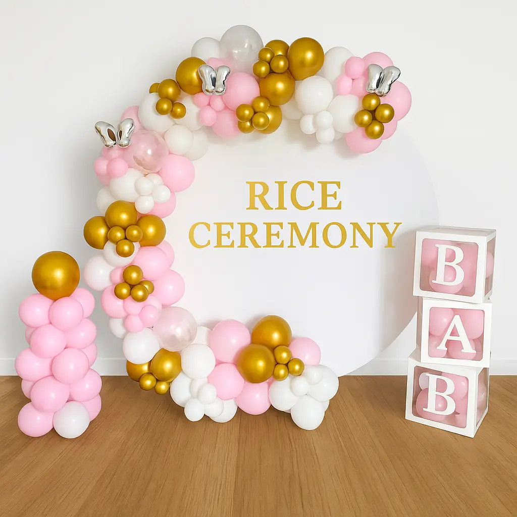 Pink & Gold 'Rice Ceremony' Round Ring Backdrop