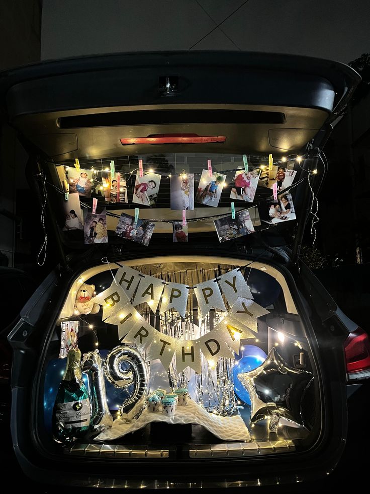 Silver Champagne & Memory Clip Car Boot Decoration