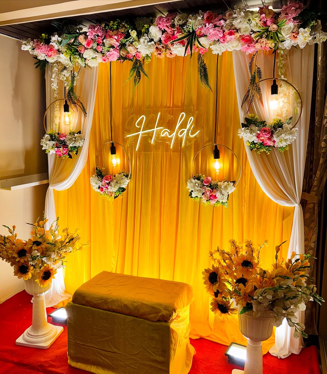 Marigold Cascade Haldi Setup